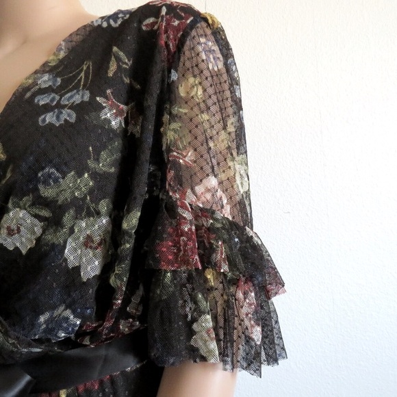 LANE BRYANT Women's Floral Mesh Faux Wram Midi Dress Plus Size 20 NWT - Picture 5 of 7